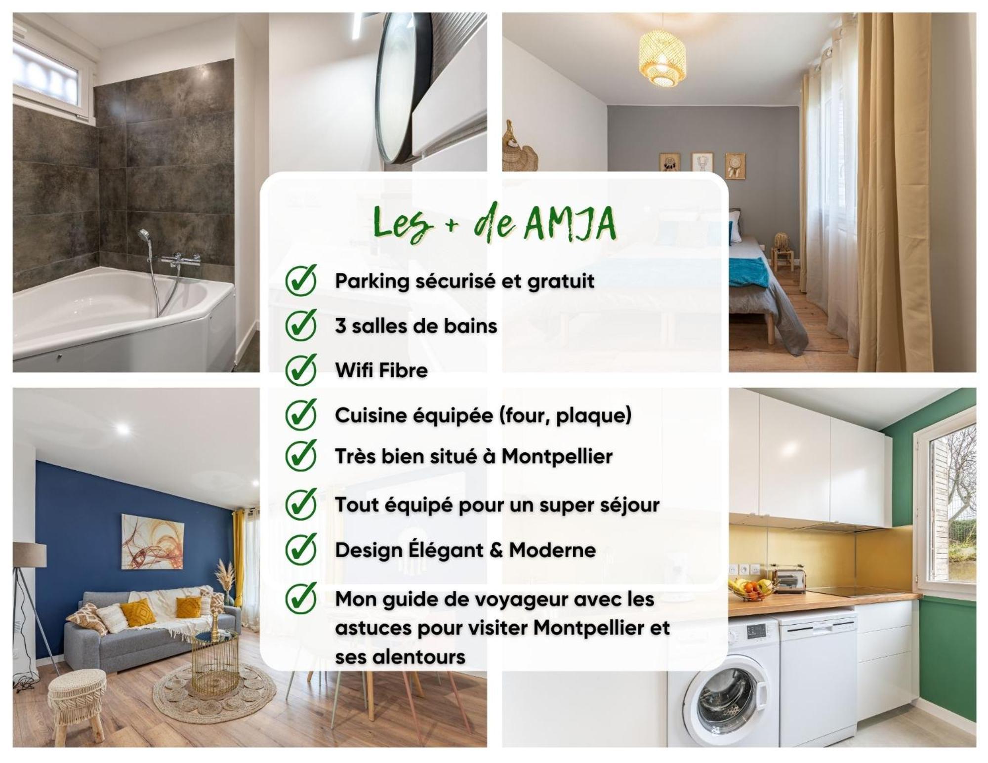 Amja Proche Clinique Saint-Roch Apt 3 Chambres 3 Salles De Bain Parking Gratuit Ideal Famille Groupe Coworking 10 Min Centre Ville 10 Min Plage 5 Min Sortie Autoroute Μονπελιέ Εξωτερικό φωτογραφία